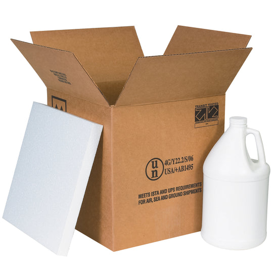 12 1/4 x 12 1/4 x 12 3/4 4 - 1 Gallon Plastic Jug Shipper Kit