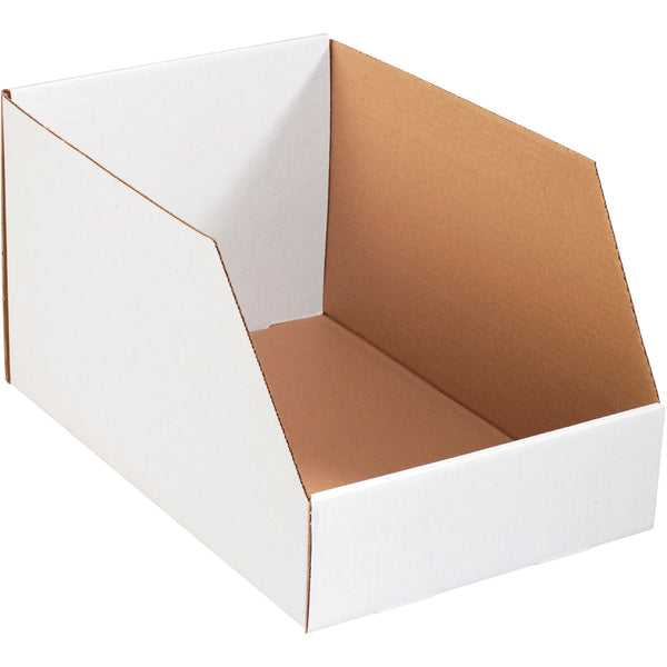 12 x 18 x 10 Open-Top White Corrugated Bin Box 25/Bundle