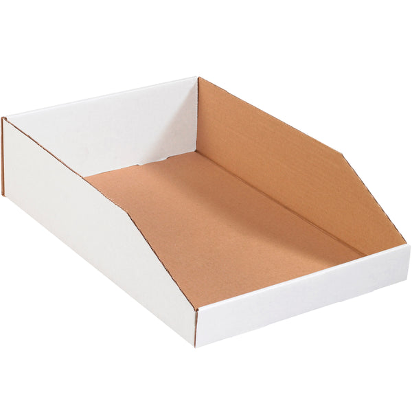 12 x 18 x 4 1/2 Open-Top White Corrugated Bin Box 50/Bundle