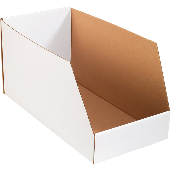 8 x 18 x 7 Open-Top White Corrugated Bin Box  50/Bundle