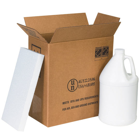12 x 6 x 12 3/4 2 - 1 Gallon Plastic Jug Shipper Kit