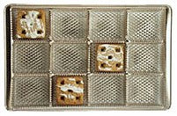 9-3/8 x 6 x 15/16 (1 lb.) Rectangular Candy Tray Gold 12 Cavities 500/Case