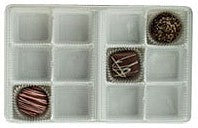 6-15/16 x 4-3/8 x 7/8 (1/2 lb.) Rectangular Candy Tray White 12 Cavities 500/Case