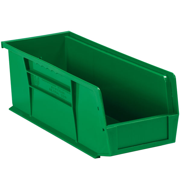 14 3/4 x 8 1/4 x 7 Green Plastic Bin Boxes  12/Case