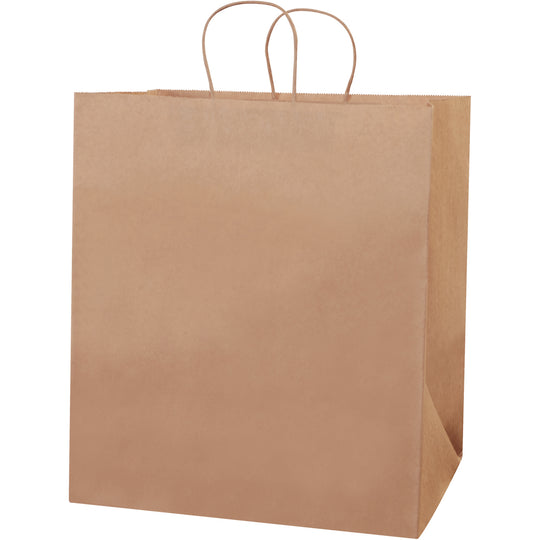 14 x 9 1/2 x 16 1/4 Kraft Shopping Bags w/ Handles 200/Case