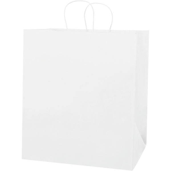 14 x 9 1/2 x 16 1/4 White Shopping Bags w/ Handles 200/Case