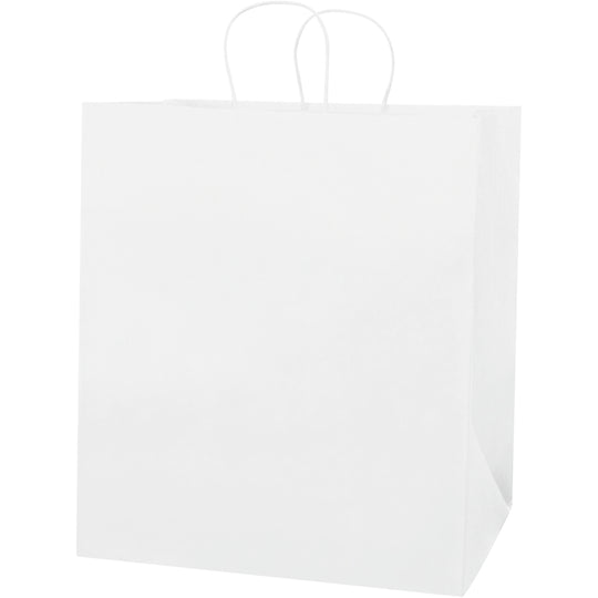 14 x 9 1/2 x 16 1/4 White Shopping Bags w/ Handles 200/Case