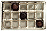 9-3/8 x 6 x 15/16 (1 lb.) Rectangular Candy Tray Gold 15 Cavities 500/Case