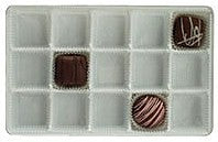 6-15/16 x 4-3/8 x 7/8 (1/2 lb.) Rectangular Candy Tray White 15 Cavities 500/Case