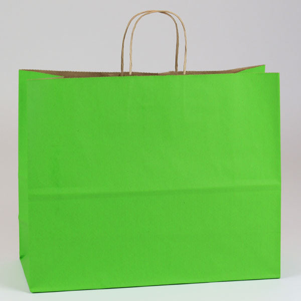 16 x 6 x 13 Apple Green Shopping Bags w/ Handles 250/Case