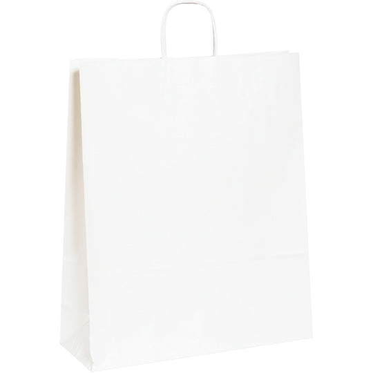16 x 6 x 19 1/4 White Shopping Bags w/ Handles 200/Case