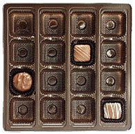 7-7/16 x 7-7/16 x 15/16 (16 oz.) Square Candy Tray Brown 16 Cavities 500/Case
