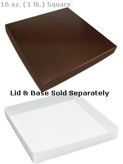 7-3/4 x 7-3/4 x 1-1/8 Brown 16 oz. (1 lb.) Square Candy Box LID 250/Case