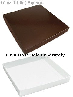 7-3/4 x 7-3/4 x 1-1/8 Brown 16 oz. (1 lb.) Square Candy Box LID 250/Case
