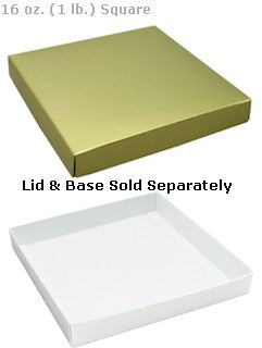 7-9/16 x 7-9/16 x 1-1/8 White 16 oz. (1 lb.) Square Candy Box BASE 250/Case