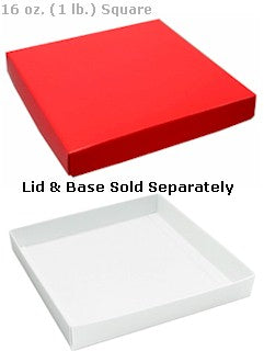 7-9/16 x 7-9/16 x 1-1/8 White 16 oz. (1 lb.) Square Candy Box BASE 250/Case