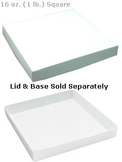 7-9/16 x 7-9/16 x 1-1/8 White 16 oz. (1 lb.) Square Candy Box BASE 250/Case