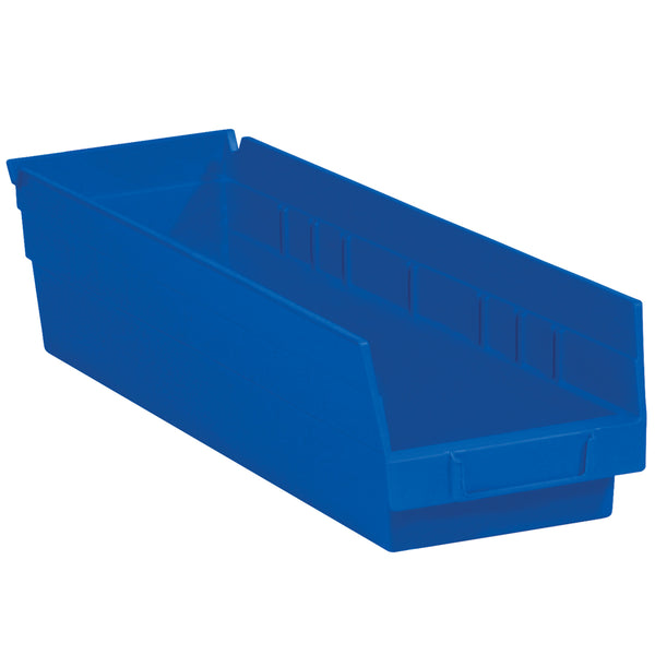 17 7/8 x 4 1/8 x 4 Blue Plastic Shelf Bin Boxes 20/Case