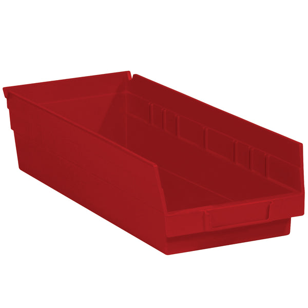 17 7/8 x 6 5/8 x 4 Red Plastic Shelf Bin Boxes 20/Case
