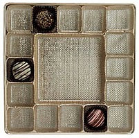 7-7/16 x 7-7/16 x 15/16 (16 oz.) Square Candy Tray Gold 17 Cavities 500/Case