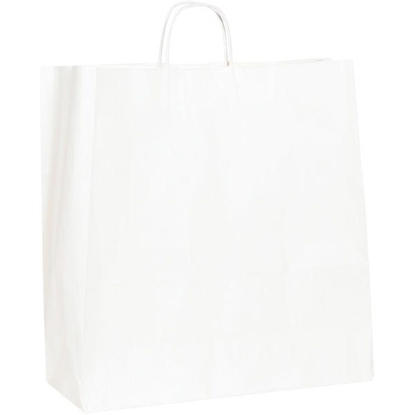 18 x 7 x 18 3/4 White Shopping Bags w/ Handles 200/Case