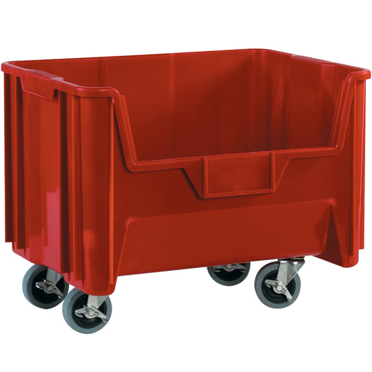 19 7/8 x 15 1/4 x 15 13/16 Red Mobile Plastic Bin Boxes 3/Case