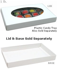 9-5/8 x 6-1/8 x 1-1/8 White 1 lb. Oval Window Candy Box LID 250/Case