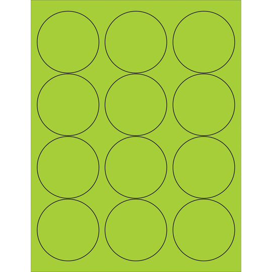 2 1/2" Fluorescent Green Circle Laser Labels 1200/Case