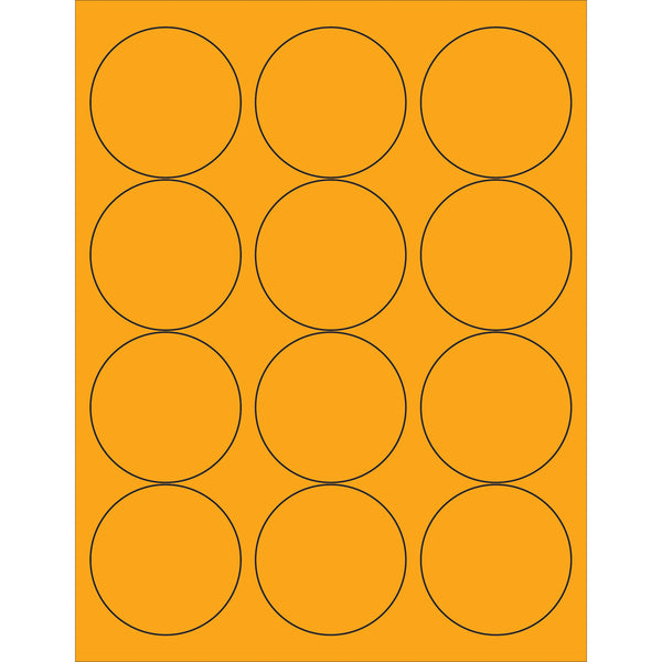 2 1/2" Fluorescent Orange Circle Laser Labels 1200/Case