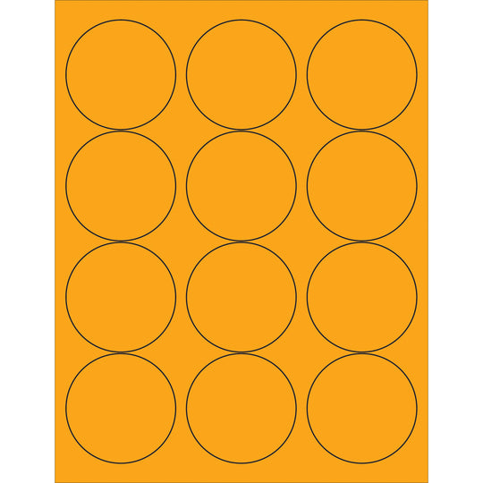 2 1/2" Fluorescent Orange Circle Laser Labels 1200/Case