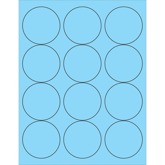 2 1/2" Fluorescent Pastel Blue Circle Laser Labels 1200/Case
