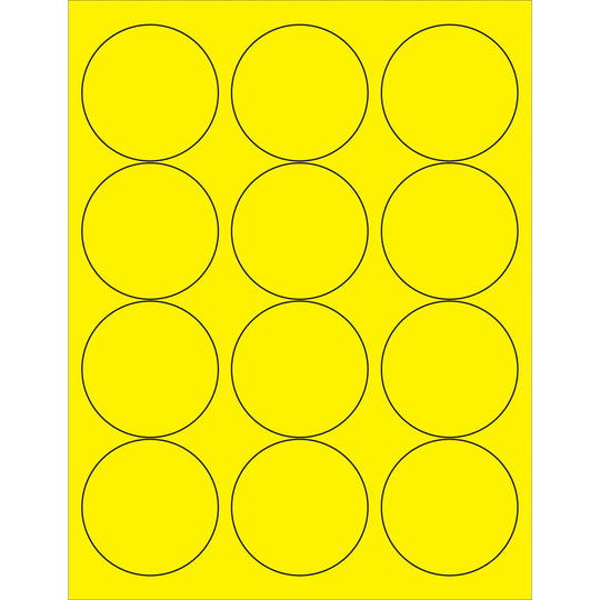 2 1/2" Fluorescent Yellow Circle Laser Labels 1200/Case