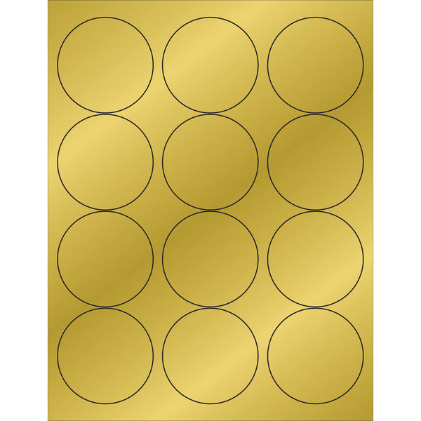 2 1/2" Gold Foil Circle Laser Labels 1200/Case