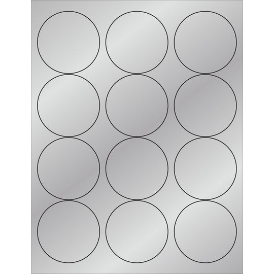 2 1/2" Silver Foil Circle Laser Labels 1200/Case