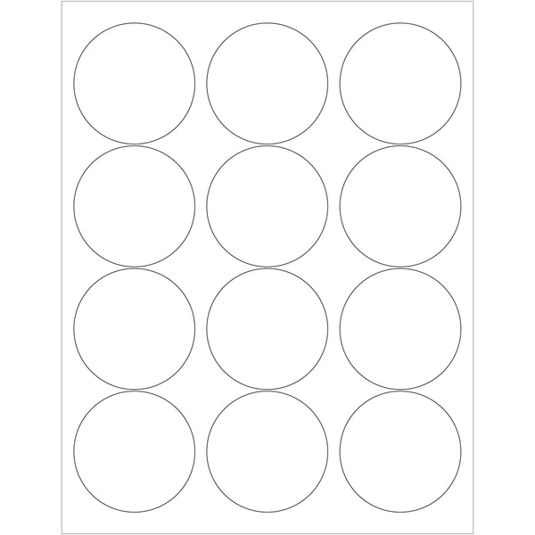 2 1/2" Glossy White Circle Laser Labels 1200/Case