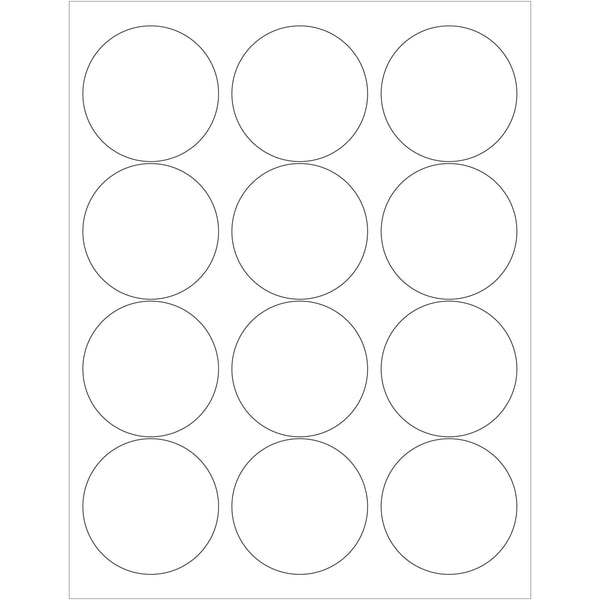 2 1/2" Glossy White Circle Laser Labels 1200/Case