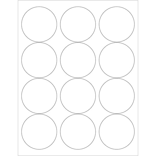 2 1/2" Glossy White Circle Laser Labels 1200/Case