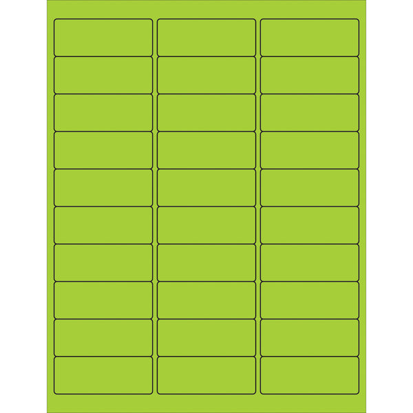 2 5/8 x 1" Fluorescent Green Rectangle Laser Labels 3000/Case