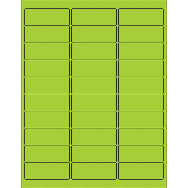 2 5/8 x 1" Fluorescent Green Removable Rectangle Laser Labels 3000/Case