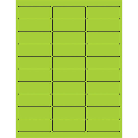 2 5/8 x 1" Fluorescent Green Removable Rectangle Laser Labels 3000/Case