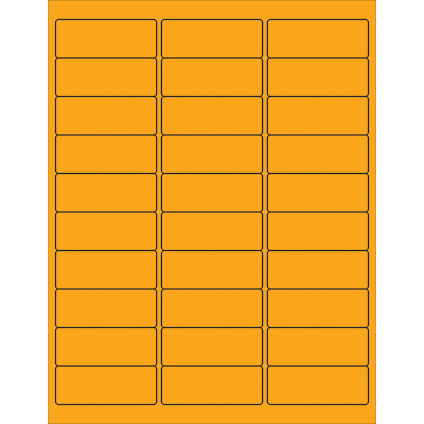 2 5/8 x 1" Fluorescent Orange Removable Rectangle Laser Labels 3000/Case