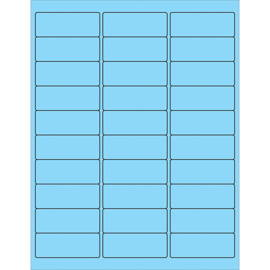 2 5/8 x 1" Fluorescent Pastel Blue Removable Rectangle Laser Labels 3000/Case