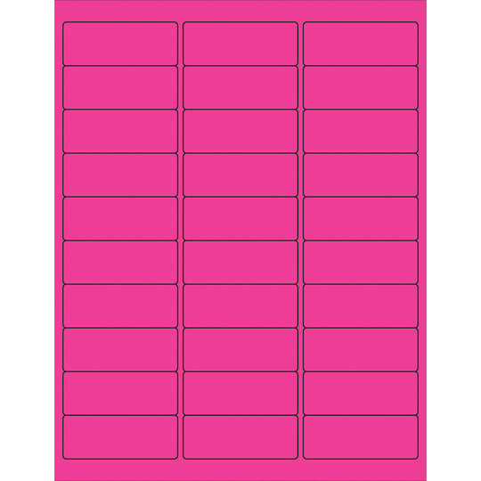2 5/8 x 1" Fluorescent Pink Rectangle Laser Labels 3000/Case