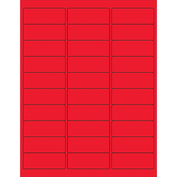 2 5/8 x 1" Fluorescent Red Rectangle Laser Labels 3000/Case
