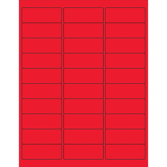 2 5/8 x 1" Fluorescent Red Removable Rectangle Laser Labels 3000/Case