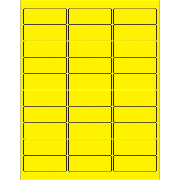 2 5/8 x 1" Fluorescent Yellow Rectangle Laser Labels 3000/Case