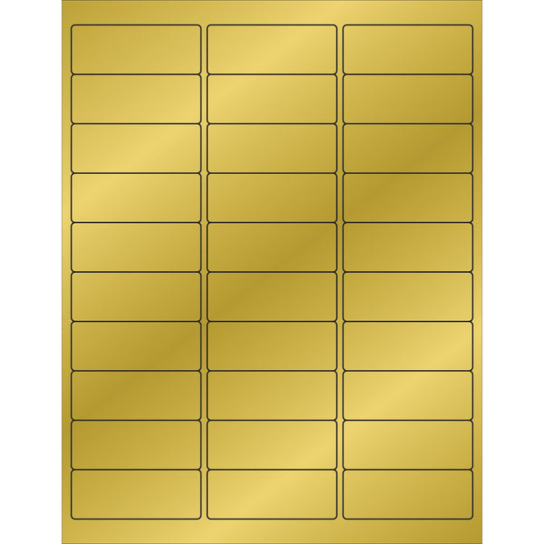 2 5/8 x 1" Gold Foil Rectangle Laser Labels 3000/Case