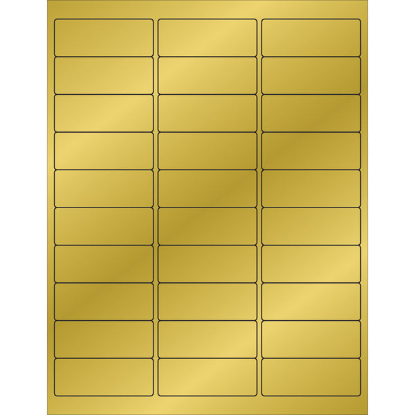 2 5/8 x 1" Gold Foil Rectangle Laser Labels 3000/Case