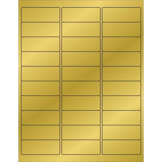 2 5/8 x 1" Gold Foil Rectangle Laser Labels 3000/Case