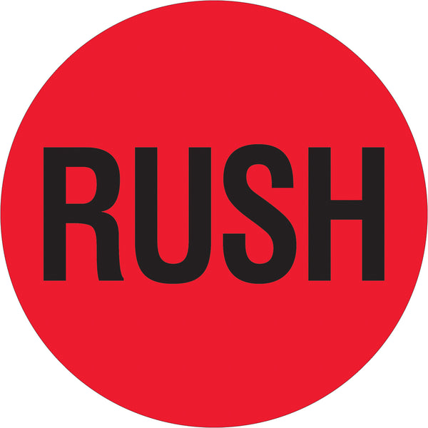 2" Circle - "Rush" (Fluorescent Red) Labels 500/Roll